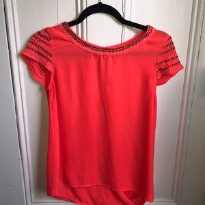 Coral Polyester with black and clear beading